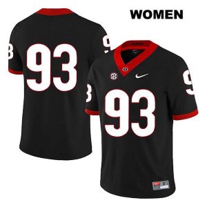 Women's Georgia Bulldogs NCAA #93 Bill Rubright Nike Stitched Black Legend Authentic No Name College Football Jersey LAA6354FO